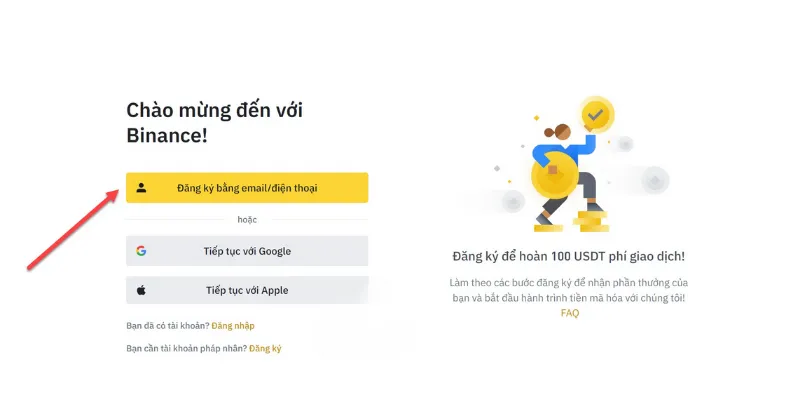 Hướng dẫn tạo tài khoản binance